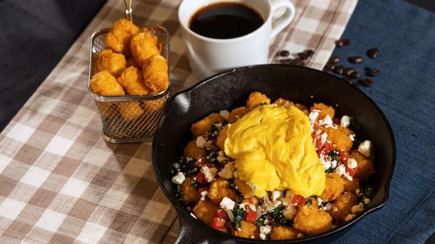 Breakfast skillet with eggs and potatoes