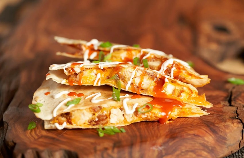Grilled quesadillas with salsa and sides
